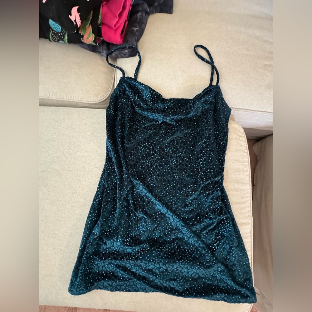 Tastefulgirls cowl neck sparkly mini dress